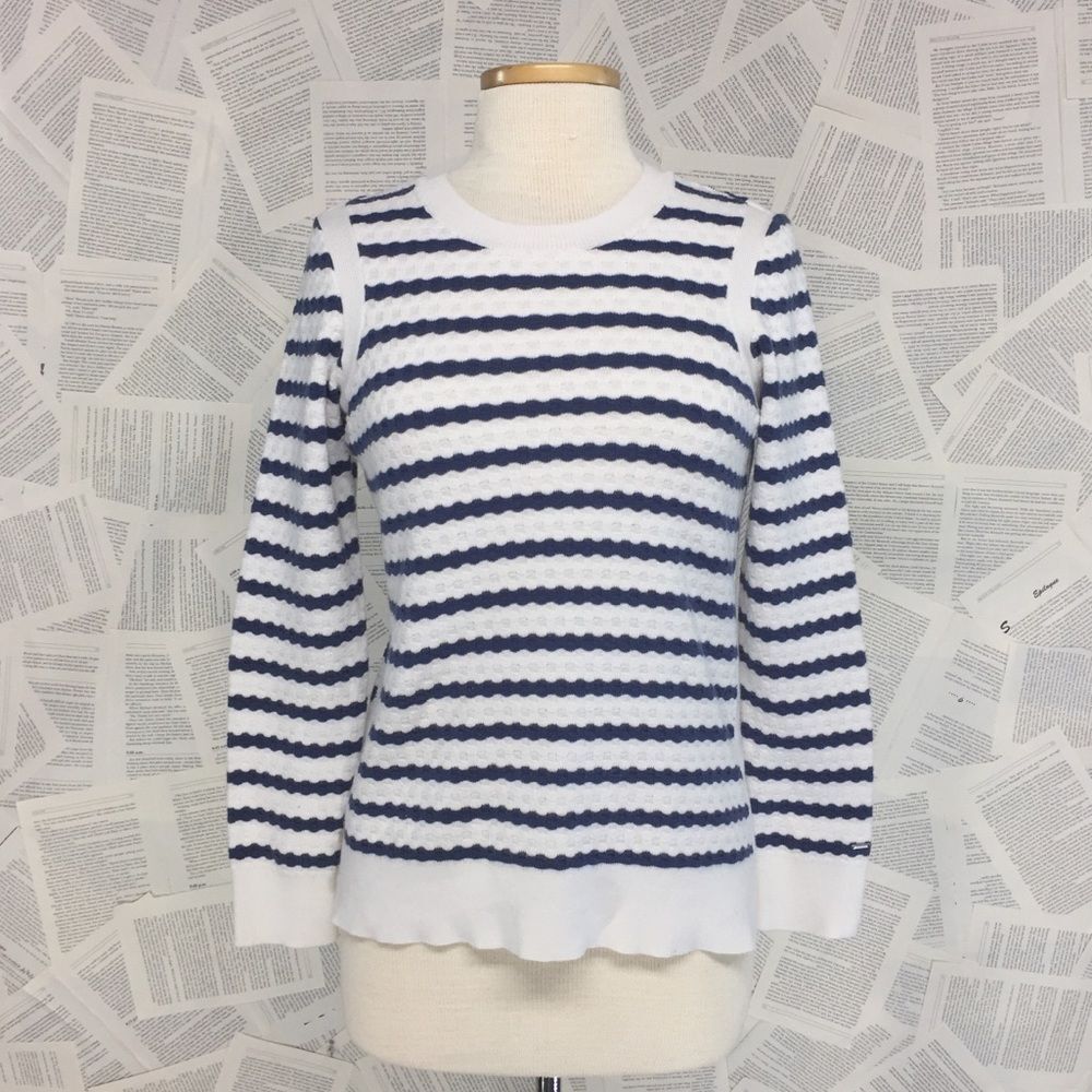 Tommy Hilfiger Striped Waffle Knit  Sweater Medium